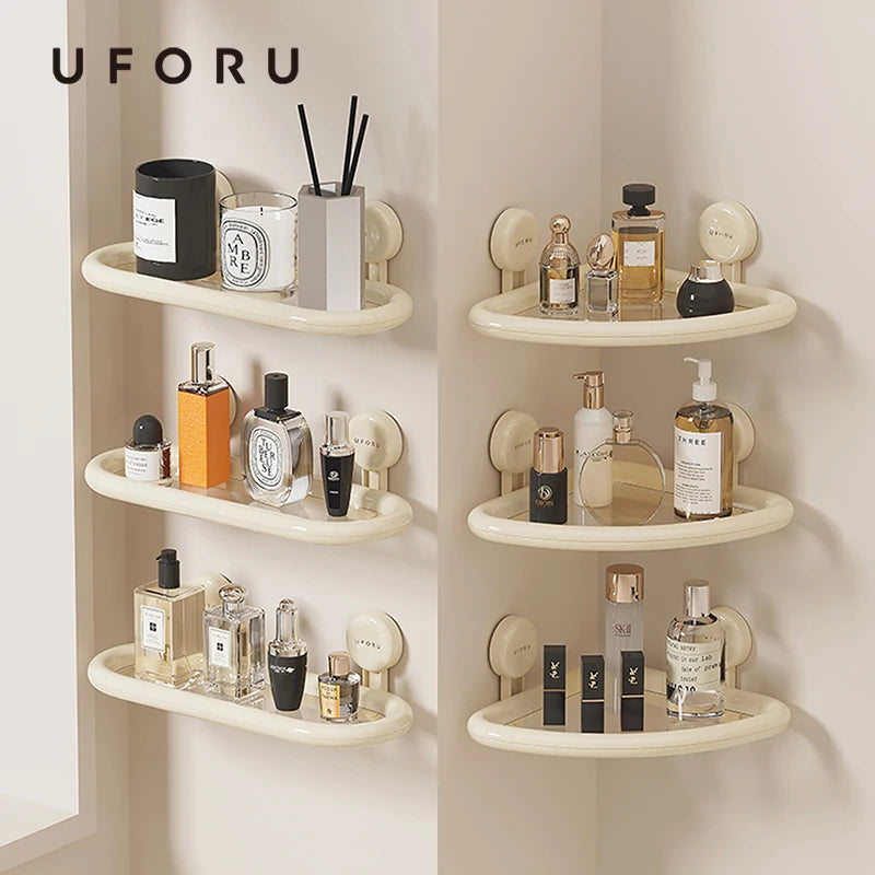 Yun No Drilling Suction Cup Shampoo Bathroom Wall Mounted Storage Rack Bracket Bathroom Shower Rack Corner Rack