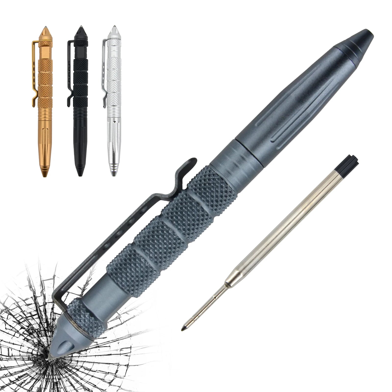 Portable Stainless Steel Multi-Function Tactical Pen for Outdoor Activities Camping Hiking & Emergencies Packaged in Bag