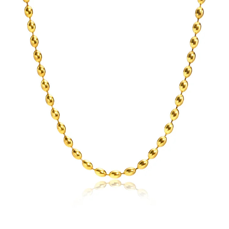Women Jewelry Accessories Rugby Chain Necklace Gold Beaded Chain Necklace