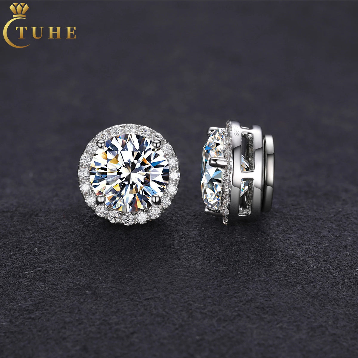 New Dropshipping Jewelry GRA Certificate Fashion 925 Sterling Silver VVS Moissanite Diamond Magnetic Earrings for Men MegaBDM