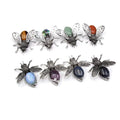 Honey Bee Brooch Pin Insect Animal Brooches Women Natural Gemstone Crystal Pendant Necklace Chakra Healing Jewelry Party Gift