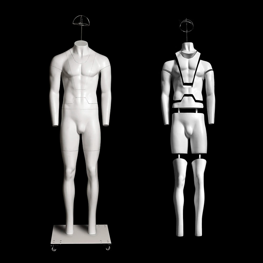 GH33 AFELLOW Male Full Body Matte White Fiberglass Dummy Clothing Photography Invisible Ghost Mannequin Stainless Steel Base