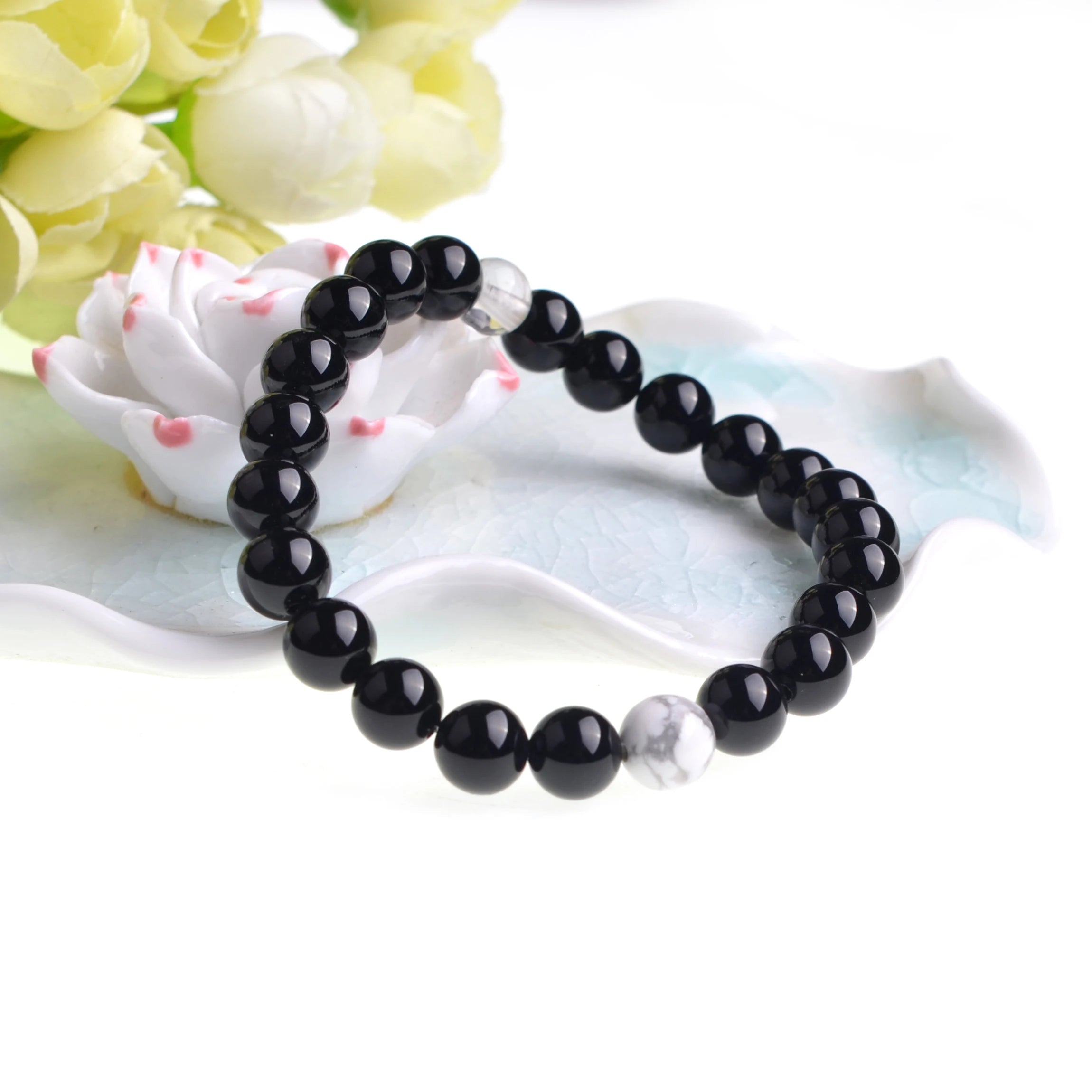 Vintage Beaded Bracelets Mix and Match Three Gemstones Obsidian Bracelet Special Day Gift for Friends
