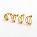 Joolim 18K Gold Plated Wholesale Waterproof&No Fade Fashion Creative Multilayer Line Arc Hoop Earring Stainless Steel Jewelry