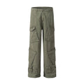 Customized Men's Multi-Pocket Worsted Mid Waist Breathable Eco-Friendly 100% Cotton High Quality Workwear Casual Baggy Trousers