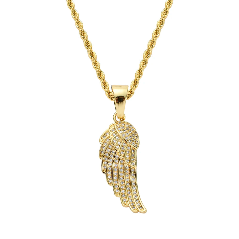 CN161 Gold Plated Brass Setting CZ Pendant Iced Out Cubic Zircon Rope Chain Necklace Hip Hop Gift Jewelry Bling Bling MegaBDM
