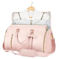 Custom Fashion 2-in-1 Foldable PU Leather Duffle Bag for Women Convertible Suit Travel Garment Bags String Closure Letter