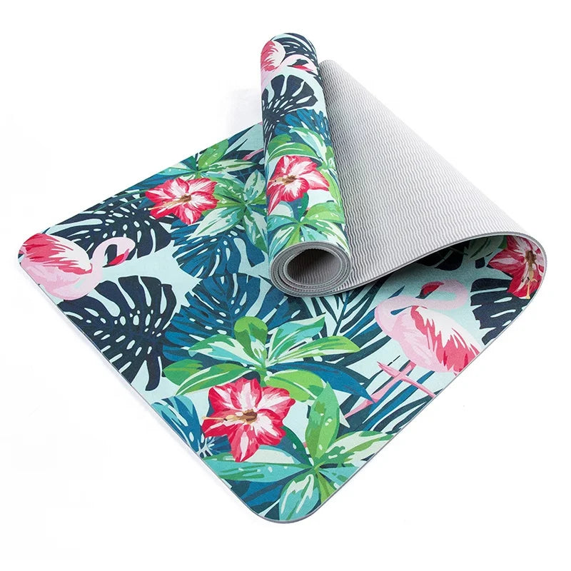Custom Printed Eco Friendly TPE Yoga Mat Natural Suede Surface