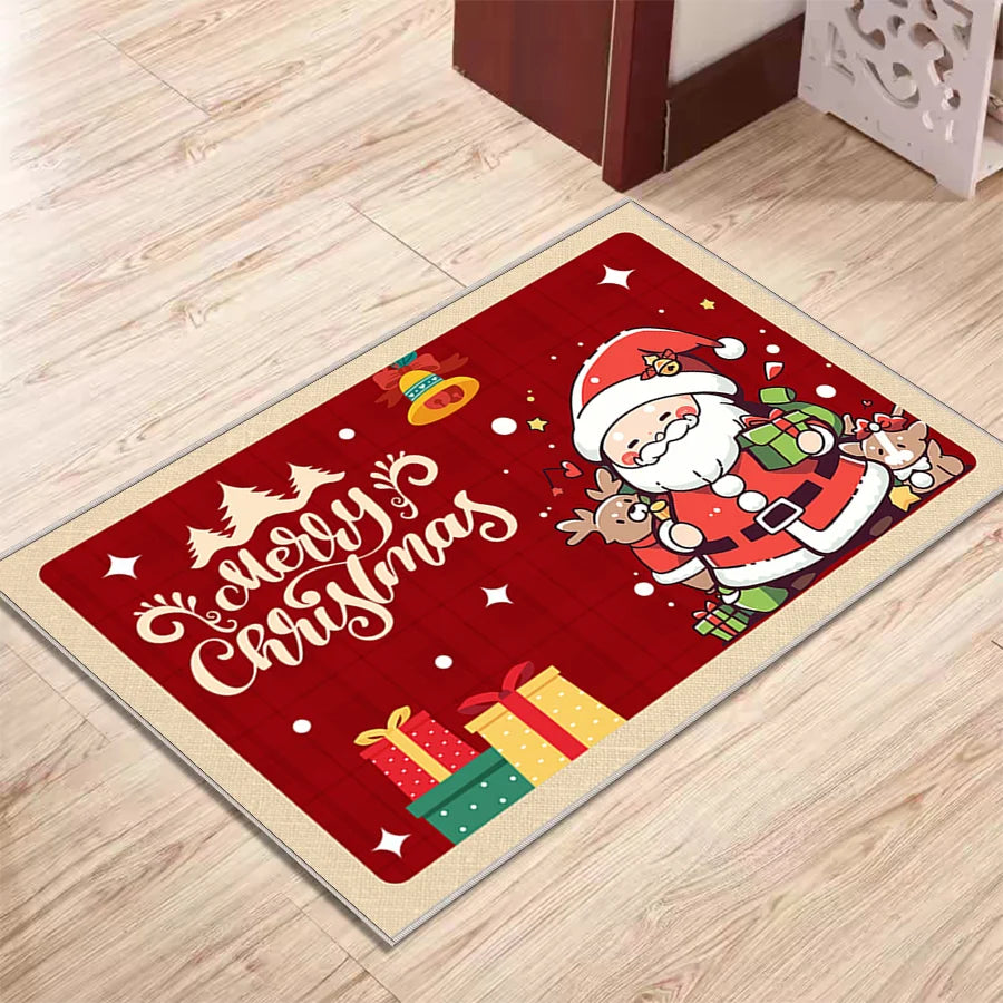 Factory Direct Sale Carpet and Rugs 0 Pile Mat Easy to Clean 2025 Xmas Decorative Carpet Merry Christmas Mat Rugs Carpet Mats