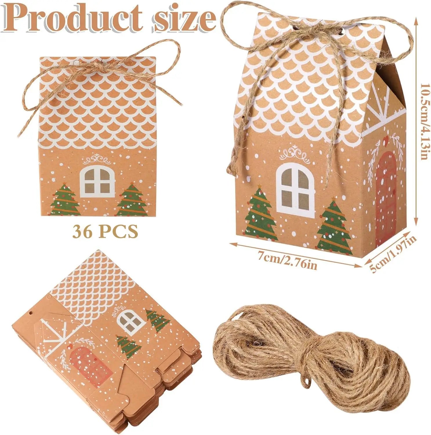 Merry Christmas House Shape Kraft Paper Packaging Gift Box Custom Logo for Snack Cookies and Candles