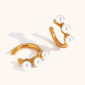 Dingran Fashion Ear Jewelry Three Pearls C Shape Clip on Earring 18K Gold Plated Tarnish Free Jewelry