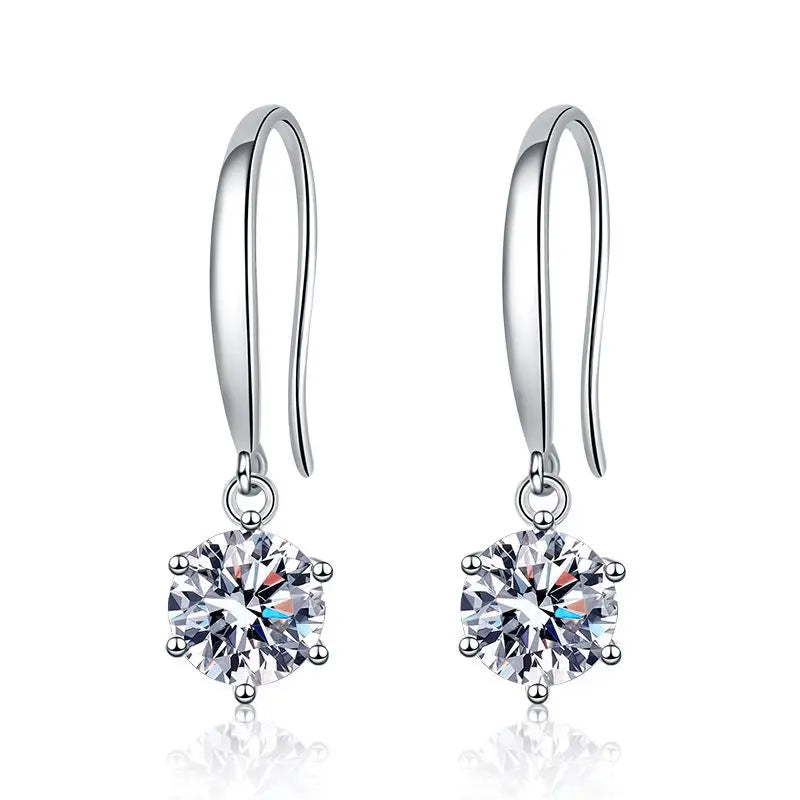 925 Silver Classic Charm Geometric Moissanite Earrings with Channel Setting and Third Party Appraisal for Women