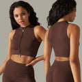 Fashion Seamless Zip up Sports Vest Sleeveless Workout Top Compression Performance Cropped Tank Top