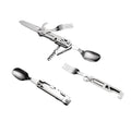 Grand Harvest GHK 6-in-1 Multi-functional Folding Compact Portable 420 Stainless Steel Spoon Fork Camping Cutlery Set OEM DIY