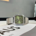 Women's Elegant Waterproof Quartz Watch Stainless Steel Band Glass Crystal Minimalist Luxury Square Fashionable Reloj for Ladies