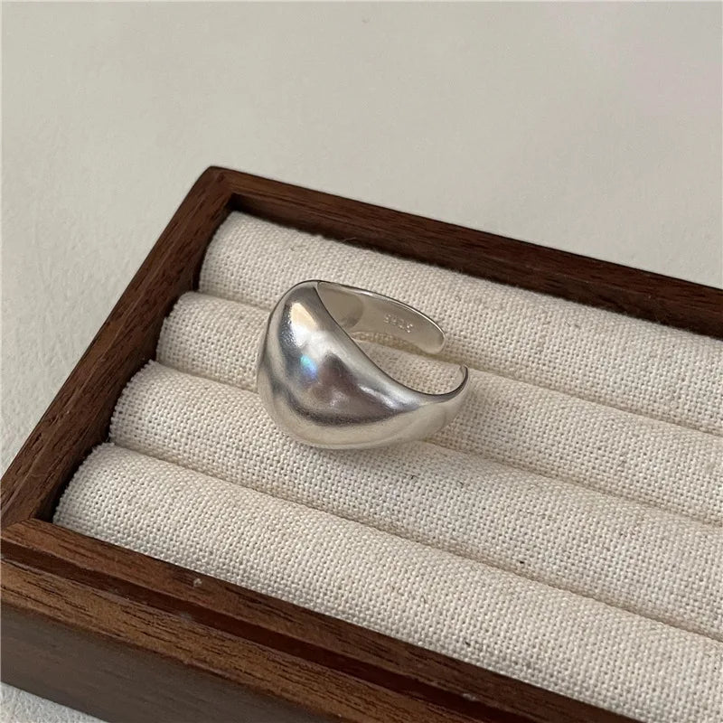 Fashion 925 Sterling Silver Geometric Frosted Brushed Open Finger Rings Wholesale for Women