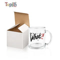 Topjlh Sublimation Blanks Clear Glass Mugs Coffee for Transparent Surface 11oz Customized Printed Logo for Beer with Handle