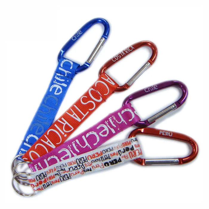 Custom Carabiners Hooks Polyester Material Short Key Chain Key Holder with Silk Screen Printing Fashionable Key Holder Lanyard
