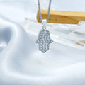 Cubic Zircon Pave Setting Small Pendant Necklace S925 Real Jewelry Hand Hamsa Jewelry