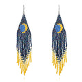 Customized Bohemian Sun Moon Long Beads Tassel Earrings Gold Plated Vintage Fashion Jewelry for Women Wedding Gift ODM Accessory