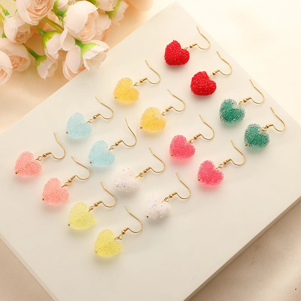 2025 New Style Cute Acrylic Candy Colored Drop Earrings Delicate Stainless Steel Fine Jewelry for Girls and Women