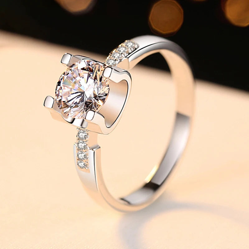 2022 New Fashion Elegant White Gold Plated 925 Sterling Silver 0.5ct/1ct/2ct/3ct Moissanite Engagement Wedding Jewelry Rings