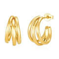 Gemnel Fashion Jewellery Sterling Silver 18k Gold Plated Chunky 3 Huggie Hoop Earrings