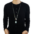 Fashion Ethnic Jewelry 8MM Natural Stone Crystal Glass Chain Necklace Square Glass Charm Stone Drop Charm Necklace