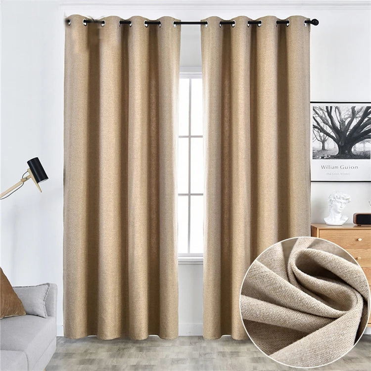 Super Soft White Modern Minimalist Style House Thermal Insulated Breathable Grommet  Polyester Window Blackout Curtains
