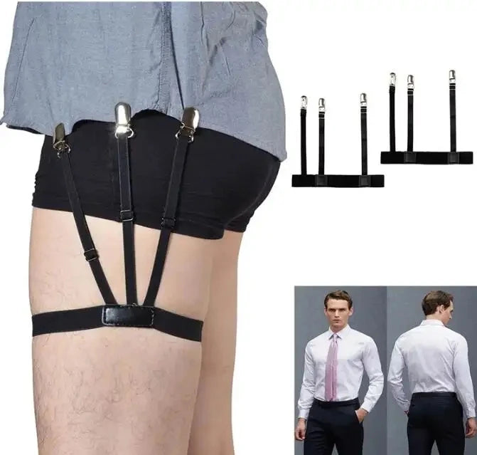 Sports Business Adjustable Braces Powerful Elastic Suspender Set Men's Shirts Gentleman Shirt Holder Custom Size Leather Elastic