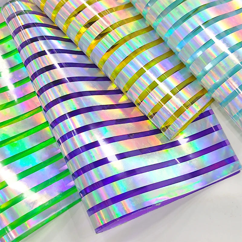 Silver Hologram Stripe Reflective PVC Soft Film Vinyl Waterproof Laser for Sofa Garment Football Packaging Bag Logo Custom Logo
