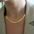 Hot Sale Fashion Blade Necklace 18K Gold Zircon 5mm Stainless Steel Snake Chain Necklace for Women Wholesale