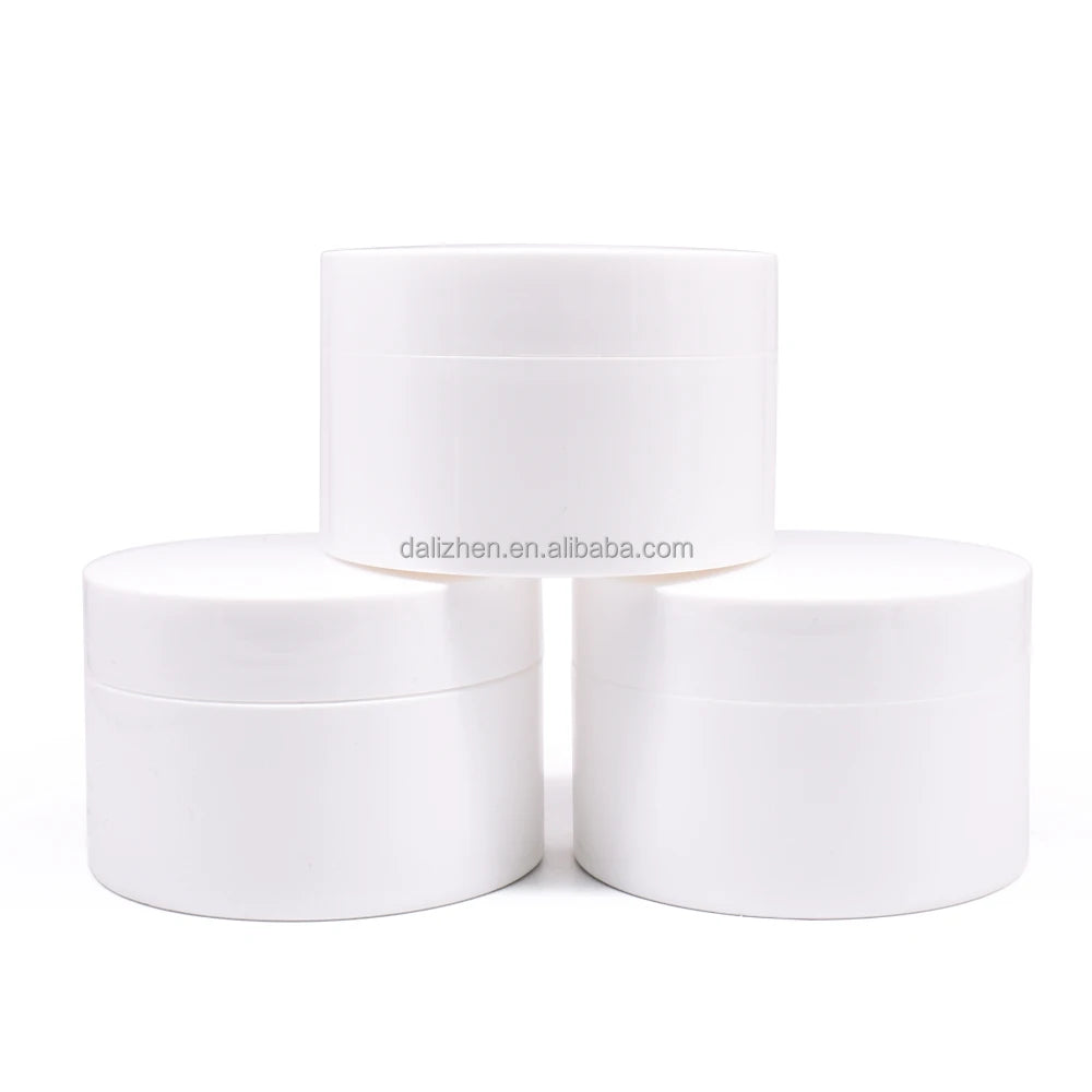 Face Cream Container 100g Double Wall White PP Cream Packaging Jar With Spoon