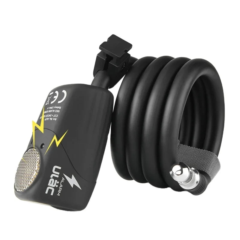 ULAC Bike Lock 110dB Steel Cable Anti-Theft Safe Black 12mm X 120mm