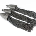 Large Hematite Crystal Pave Gunmetal Rope Chain Tassels Pendants Boho Hip Hop Style Necklace Making Supplies Made of Alloy