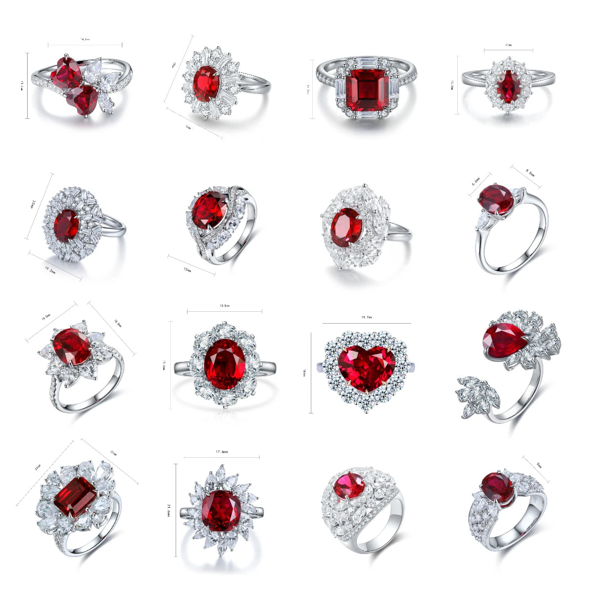 Brand New 925 Sterling Silver Lab Grown Ruby Rings for Women Vintage Engagement Rings for Her Gift Party Wedding Rings