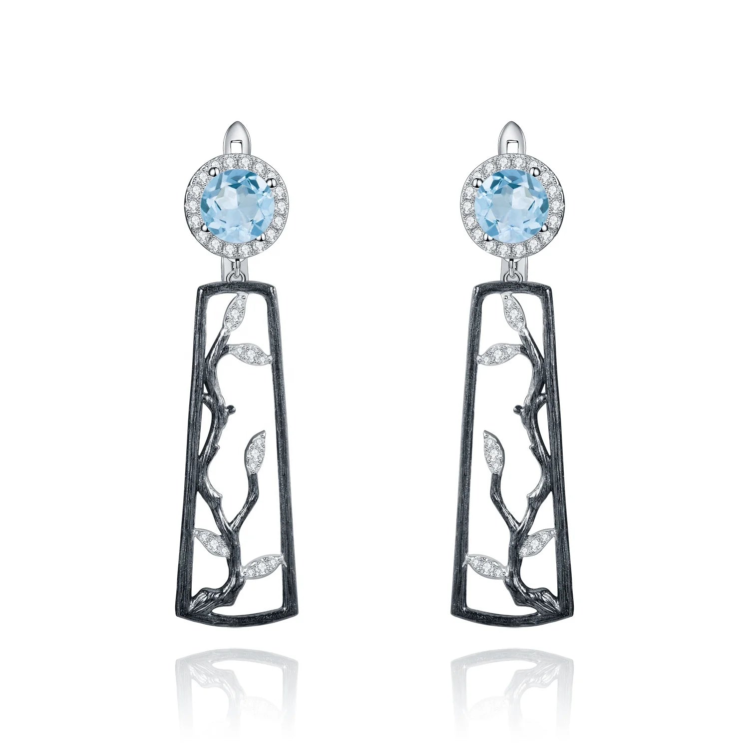 Abiding Jewelry Sky Blue Topaz Gemstone Earring Hot Sale 925 Silver Earring Handmade Design Earring Jewelry