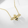 Wholesale Dainty 925 Sterling Silver Rose Gold Plated Dripping Oil Bees Enamel Animal Bee Fine Jewelry Necklaces