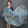 New Style Ladies Luxury 100% Mulberry Silk Scarf 180*110CM Printed Natural Silk Shawl Scarves