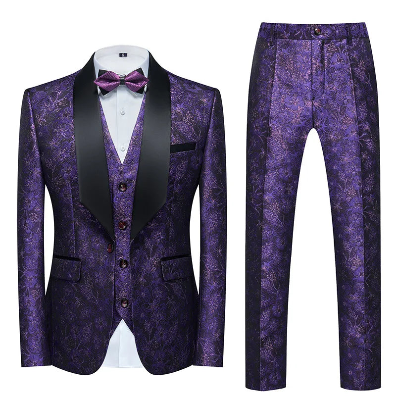 Fashion Men's Suit Banquet Wedding Best Man Groom Three Piece Party Tuxedos for Prom Wedding Suit Business Men's Suits & blazer