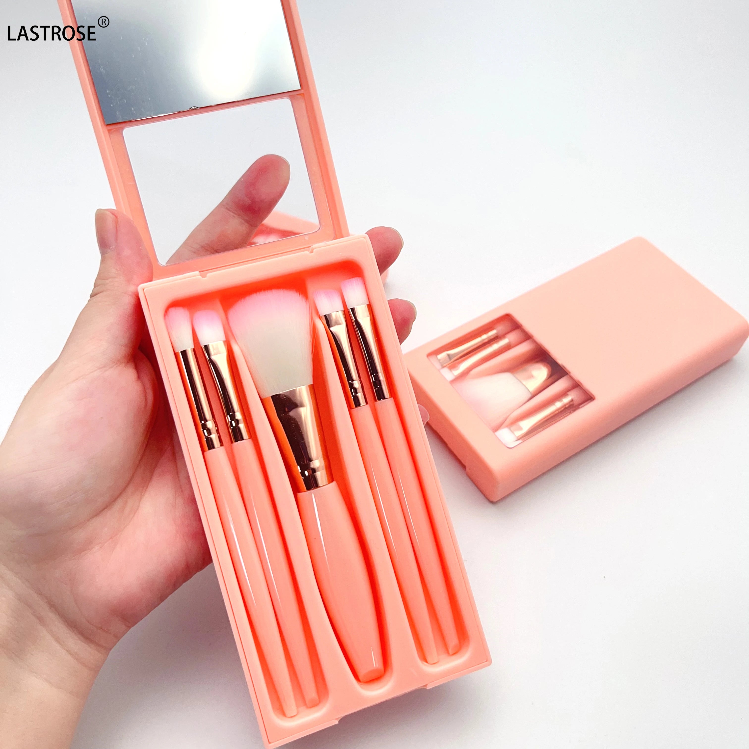 5 Pcs Makeup Brushes Kit with Mirror Wholesale Make up Brush OEM Tools Print Your logo Makeup Brushes Set