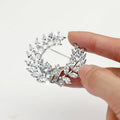 Elegant Olive Branch Zircon Stone Brooch Pin Wedding Accessory for Dresses Corsages Hats Bags Suits Ties with Pearl Main Stone