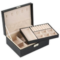 SSeeSY Custom Logo Double Layer Travel PU Leather Jewelry Suit Gift case Boxes Packaging Box Organizer with Lock