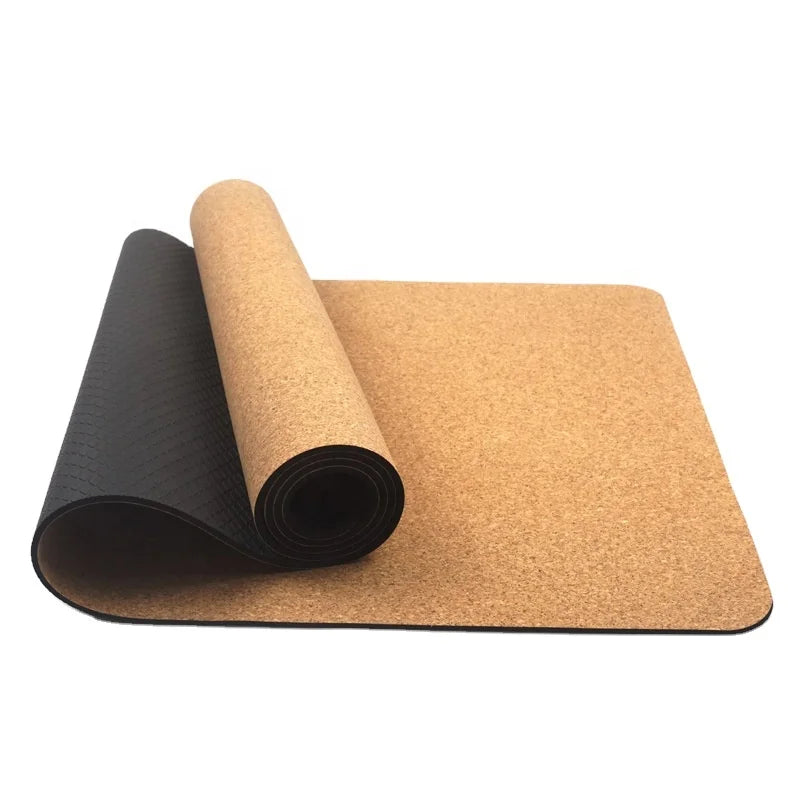 Natural Rubber Yoga Mat with Cork Surface Non-Slip for Home Gym Pilates and Fitness Training Eco Friendly