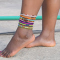 New Fashion Colorful Beaded Turquoise Water Drop Adjustable Bohemian Multilayered Beach Anklet Chains for Woman