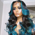 Discount Deals Ombre Blue Highlight Color Ocean Water Wave Mink Raw Burmese Cuticle Aligned Hair Lace Frontal Wigs
