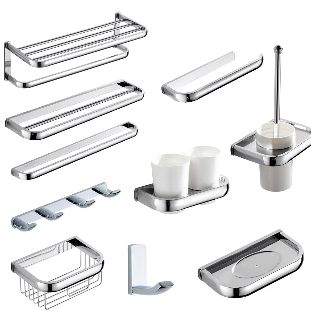 Chrome Finished Stainless Steel  Bathroom Accessories Set