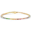 New Wholesales Rainbow Gemstone Baguette Rainbow Tennis Bracelet Fashion Brass Jewelry for Women