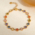 Fashion Anti Tarnish Colorful Zircon Diamond Bracelets Bangles for Women Luxury Stainless Steel Gold Hand Chain Jewelry