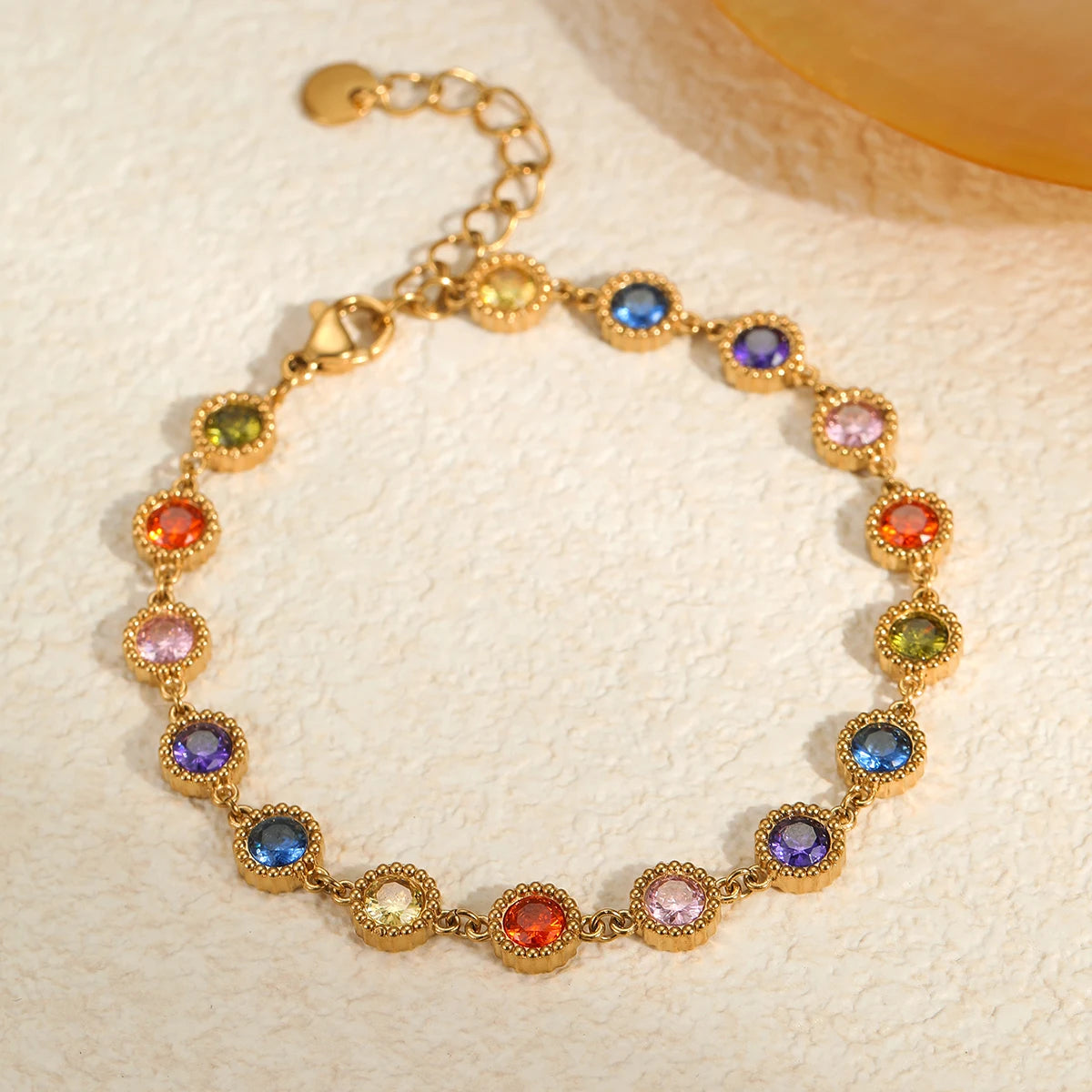 Fashion Anti Tarnish Colorful Zircon Diamond Bracelets Bangles for Women Luxury Stainless Steel Gold Hand Chain Jewelry